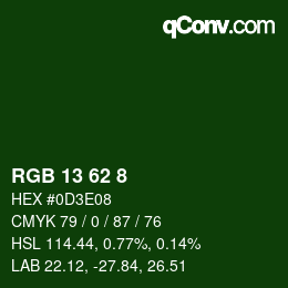 Color code: RGB 13 62 8 | qconv.com
