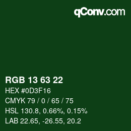 Color code: RGB 13 63 22 | qconv.com