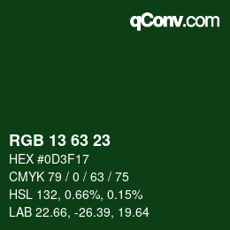Color code: RGB 13 63 23 | qconv.com