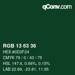 Color code: RGB 13 63 36 | qconv.com