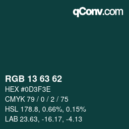 Color code: RGB 13 63 62 | qconv.com