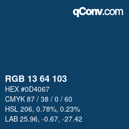 カラーコード: RGB 13 64 103 | qconv.com