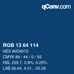 カラーコード: RGB 13 64 114 | qconv.com