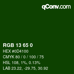 カラーコード: RGB 13 65 0 | qconv.com