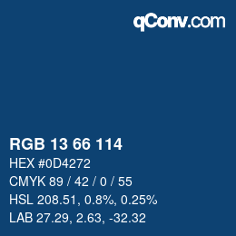 カラーコード: RGB 13 66 114 | qconv.com
