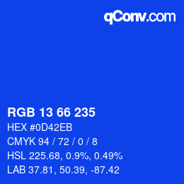 Color code: RGB 13 66 235 | qconv.com