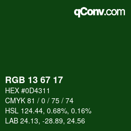 Color code: RGB 13 67 17 | qconv.com