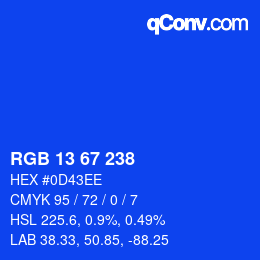 Color code: RGB 13 67 238 | qconv.com