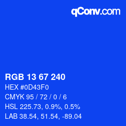 Color code: RGB 13 67 240 | qconv.com