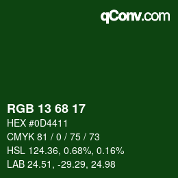 Color code: RGB 13 68 17 | qconv.com