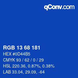 カラーコード: RGB 13 68 181 | qconv.com
