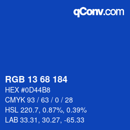 カラーコード: RGB 13 68 184 | qconv.com