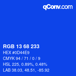 Color code: RGB 13 68 233 | qconv.com