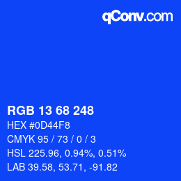 Color code: RGB 13 68 248 | qconv.com