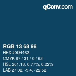 カラーコード: RGB 13 68 98 | qconv.com