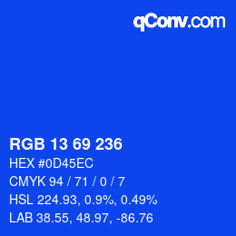 Color code: RGB 13 69 236 | qconv.com