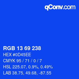 Color code: RGB 13 69 238 | qconv.com