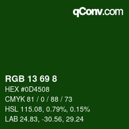 Color code: RGB 13 69 8 | qconv.com