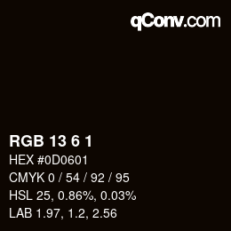 Color code: RGB 13 6 1 | qconv.com