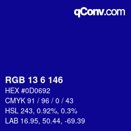 Color code: RGB 13 6 146 | qconv.com
