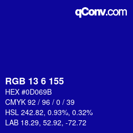 Color code: RGB 13 6 155 | qconv.com