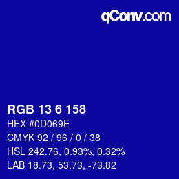 カラーコード: RGB 13 6 158 | qconv.com