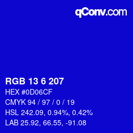 Color code: RGB 13 6 207 | qconv.com