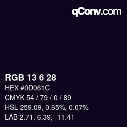 カラーコード: RGB 13 6 28 | qconv.com