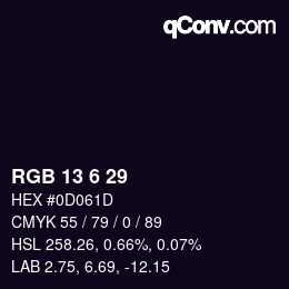 Color code: RGB 13 6 29 | qconv.com