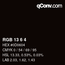 Color code: RGB 13 6 4 | qconv.com