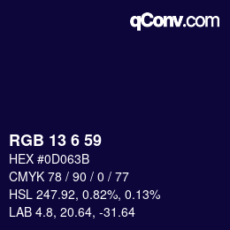 Color code: RGB 13 6 59 | qconv.com