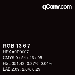 Color code: RGB 13 6 7 | qconv.com