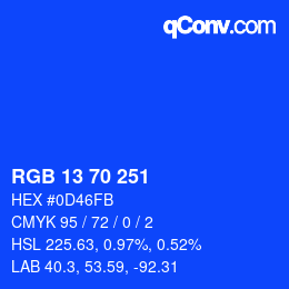 カラーコード: RGB 13 70 251 | qconv.com