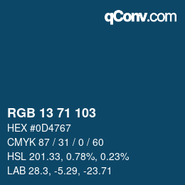 Color code: RGB 13 71 103 | qconv.com
