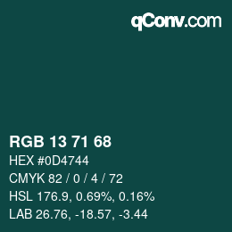 Color code: RGB 13 71 68 | qconv.com