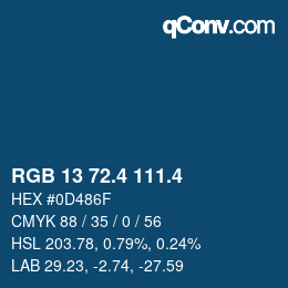 カラーコード: RGB 13 72.4 111.4 | qconv.com