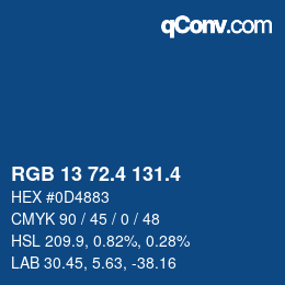 カラーコード: RGB 13 72.4 131.4 | qconv.com