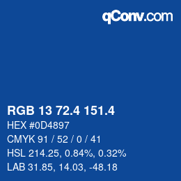 カラーコード: RGB 13 72.4 151.4 | qconv.com
