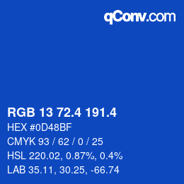 カラーコード: RGB 13 72.4 191.4 | qconv.com