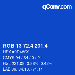 カラーコード: RGB 13 72.4 201.4 | qconv.com