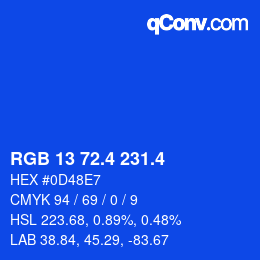 カラーコード: RGB 13 72.4 231.4 | qconv.com