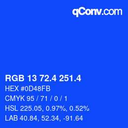 カラーコード: RGB 13 72.4 251.4 | qconv.com