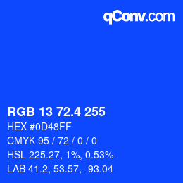 カラーコード: RGB 13 72.4 255 | qconv.com
