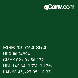 カラーコード: RGB 13 72.4 36.4 | qconv.com