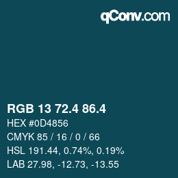 カラーコード: RGB 13 72.4 86.4 | qconv.com