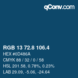 カラーコード: RGB 13 72.8 106.4 | qconv.com