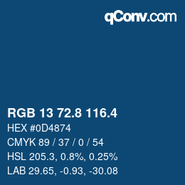カラーコード: RGB 13 72.8 116.4 | qconv.com