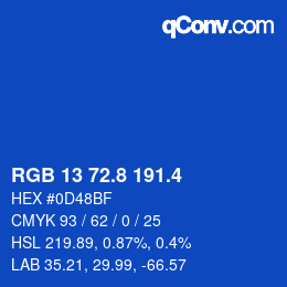 カラーコード: RGB 13 72.8 191.4 | qconv.com