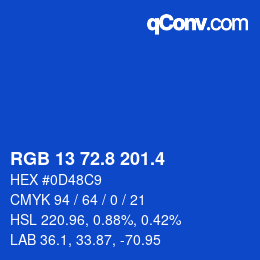 カラーコード: RGB 13 72.8 201.4 | qconv.com