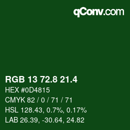 カラーコード: RGB 13 72.8 21.4 | qconv.com